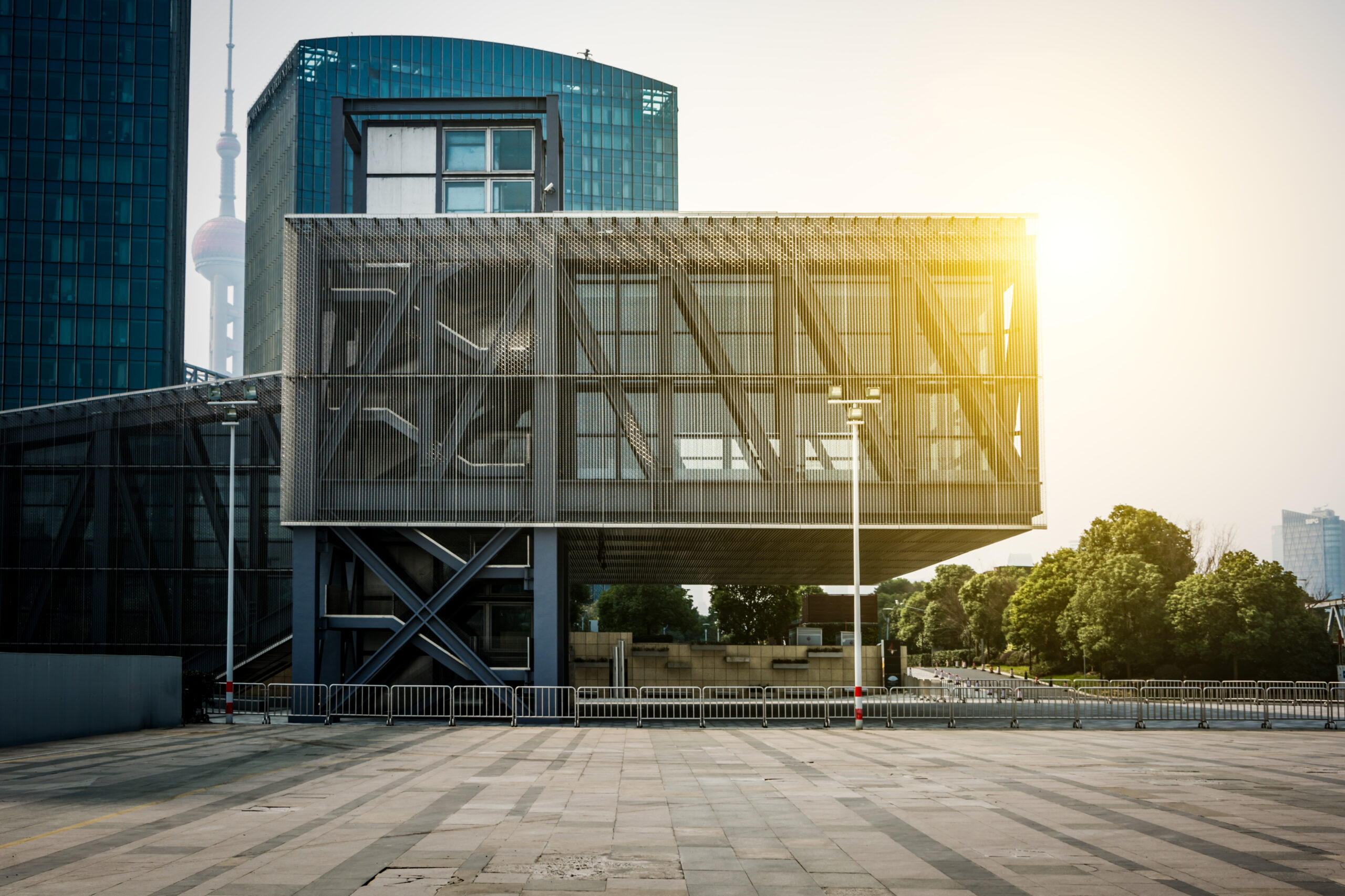 empty floor front of modern building