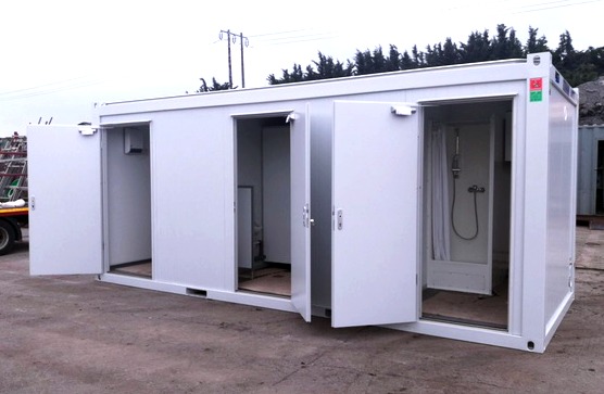 Combined shower and toilet containers